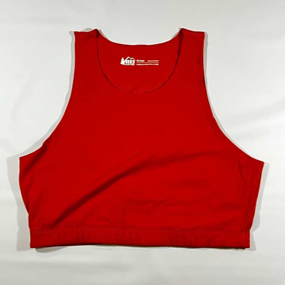 REI Co-op Athletic Crop Top Tank Women XL Orange Red Gorpcore Yoga Gym Shirt